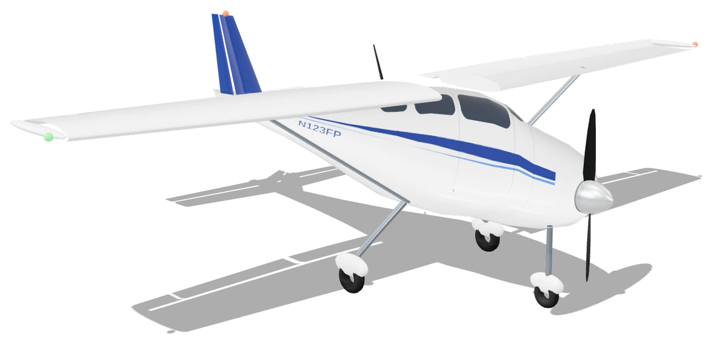 3D model of a high-wing training airplane